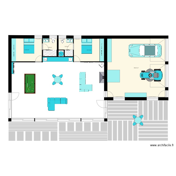 graousel 2. Plan de 5 pièces et 92 m2