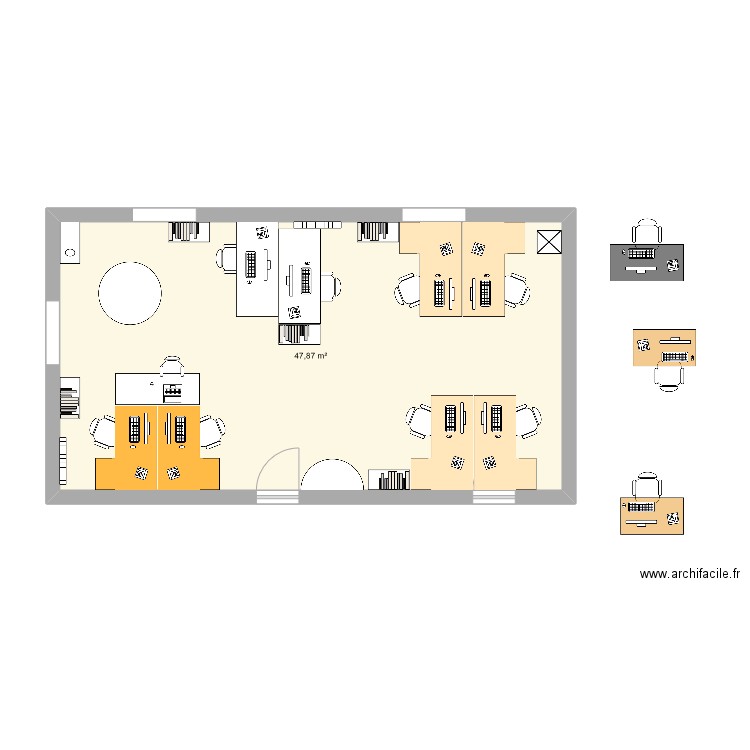 Bureau Cetim. Plan de 1 pièce et 48 m2