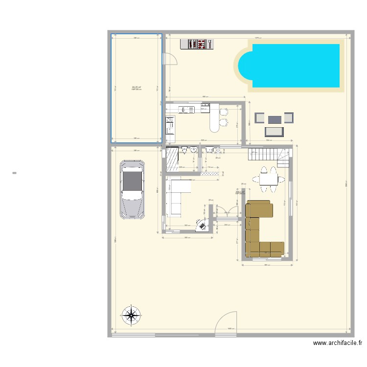 maison. Plan de 2 pièces et 325 m2