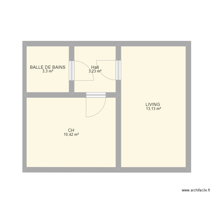 BASTOGNE 2. Plan de 4 pièces et 30 m2