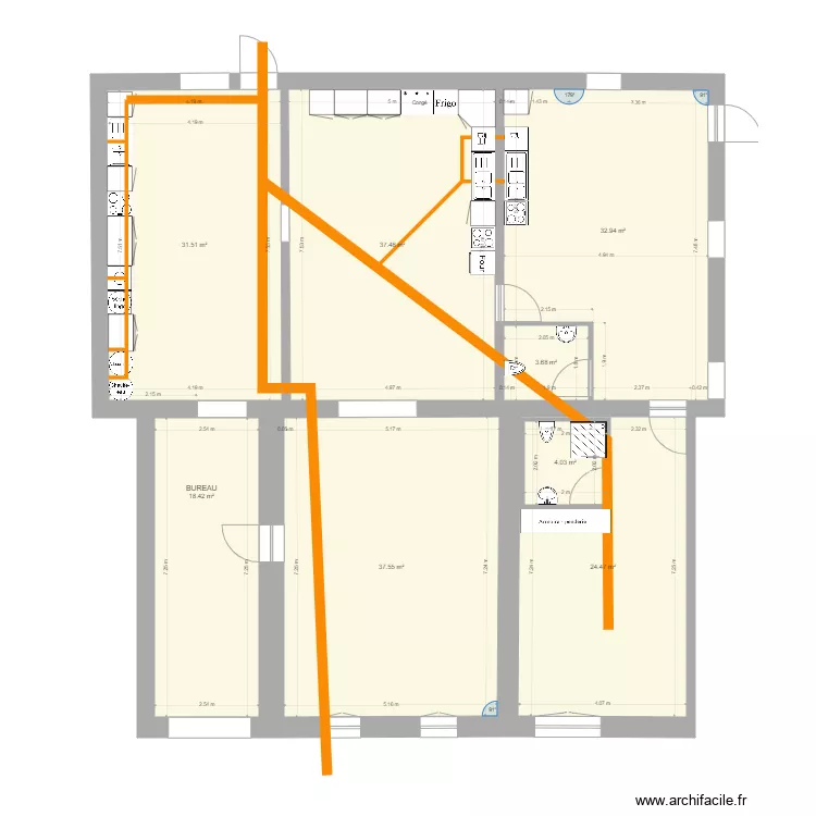 Buanderie evacuation. Plan de 