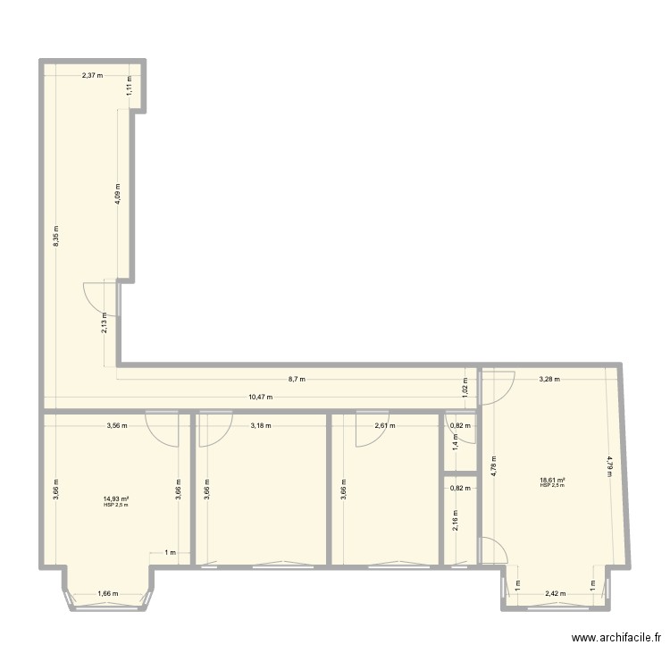 Renovation Boulogne. Plan de 7 pièces et 83 m2