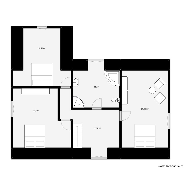 chapelle rez 1er. Plan de 14 pièces et 116 m2