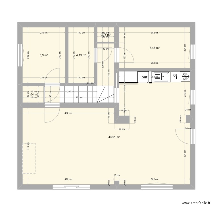 Maison mérignac rdc. Plan de 7 pièces et 71 m2
