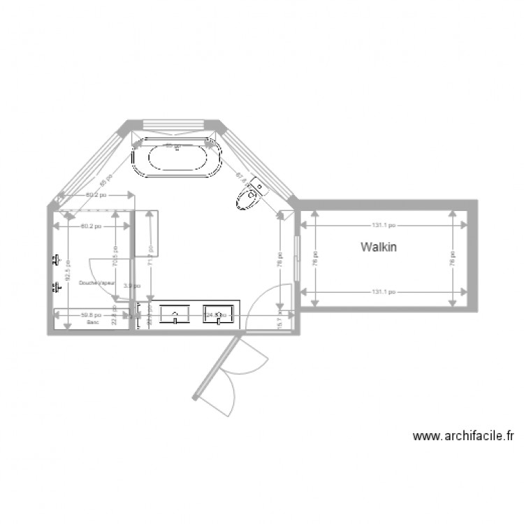 Salle de bain des maitre option 1. Plan de 0 pièce et 0 m2