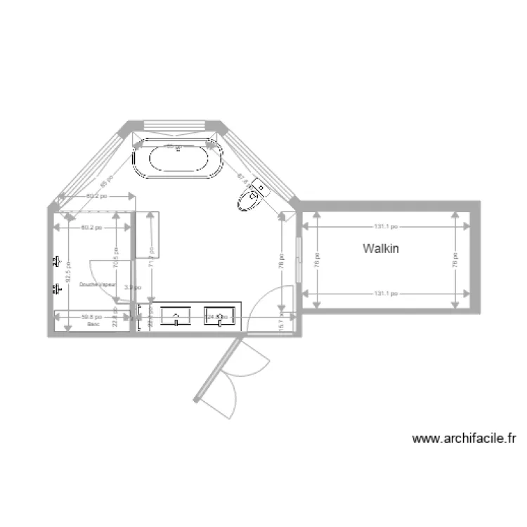 Salle de bain des maitre option 1. Plan de 