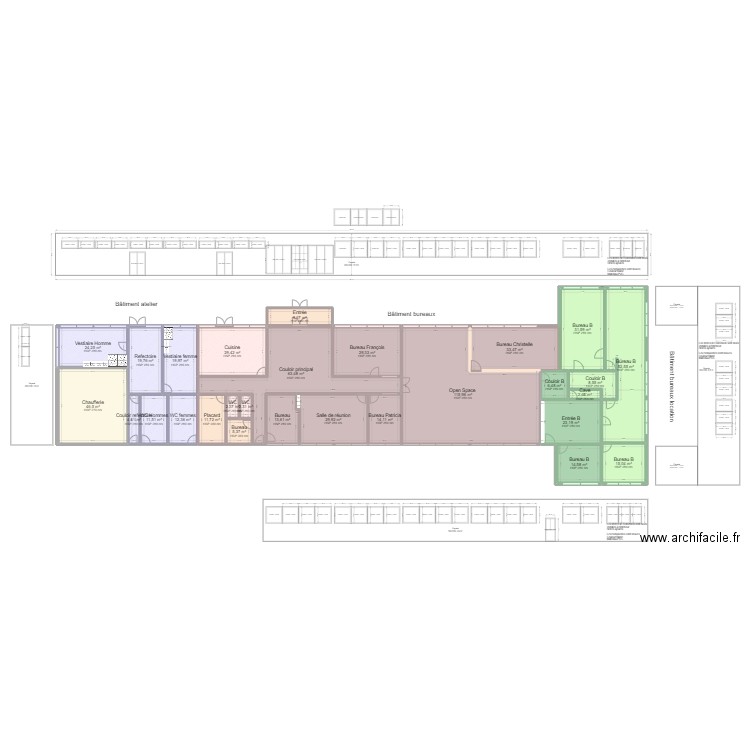 MUPA - Projection v1. Plan de 28 pièces et 654 m2