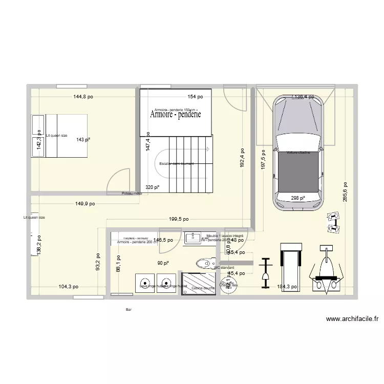 sous sol nouvel escalier (2). Plan de 4 pièces et 79 m²