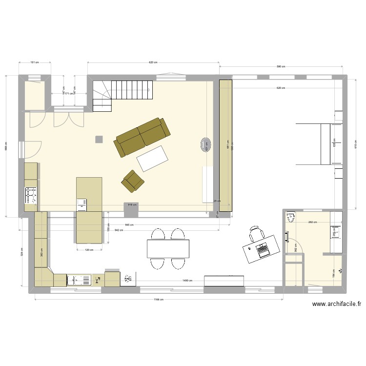 Chambre Garéoult. Plan de 4 pièces et 60 m2