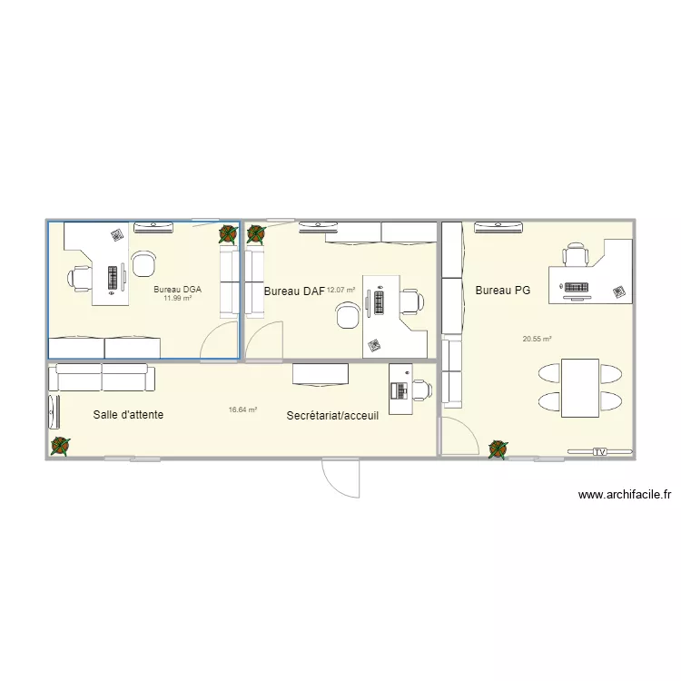 Bureau direction Vindoulou. Plan de 