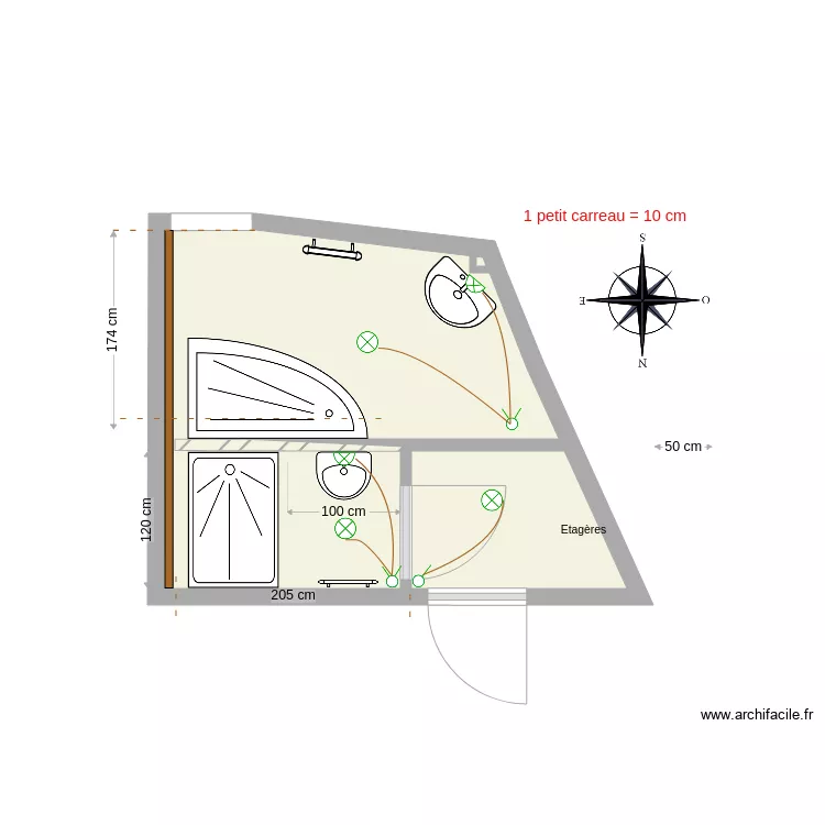 salle eau tranch. Plan de 