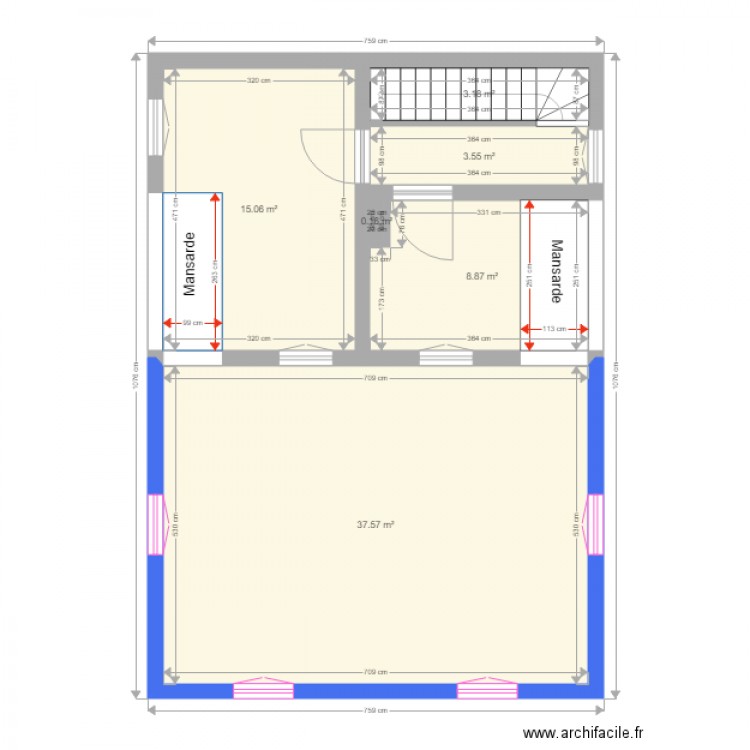 plan étage origine avec agrandissement. Plan de 0 pièce et 0 m2