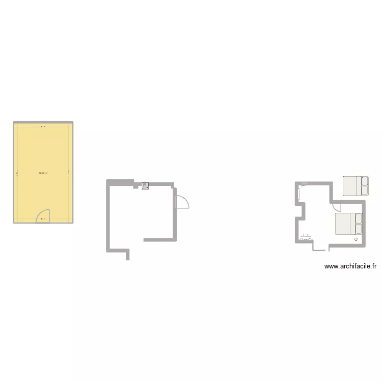 boutique. Plan de 1 Pièce et 33 m²