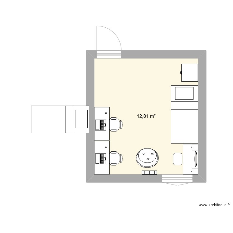 Chambre Ava / Alma. Plan de 1 pièce et 13 m2