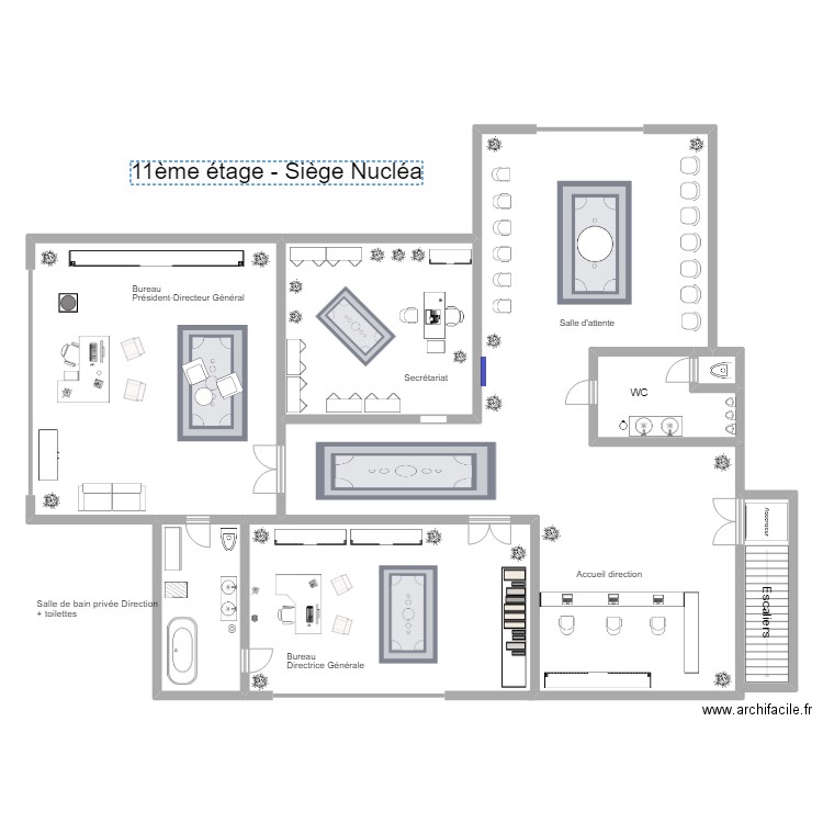 yuki origines 2eme etage. Plan de 7 pièces et 335 m2