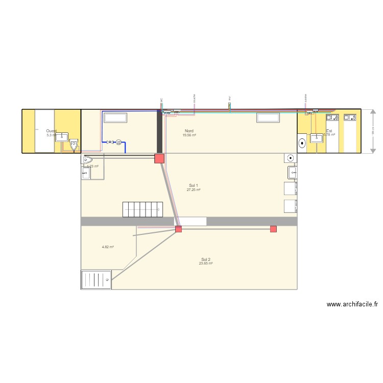 Sous sol canalisations. Plan de 0 pièce et 0 m2