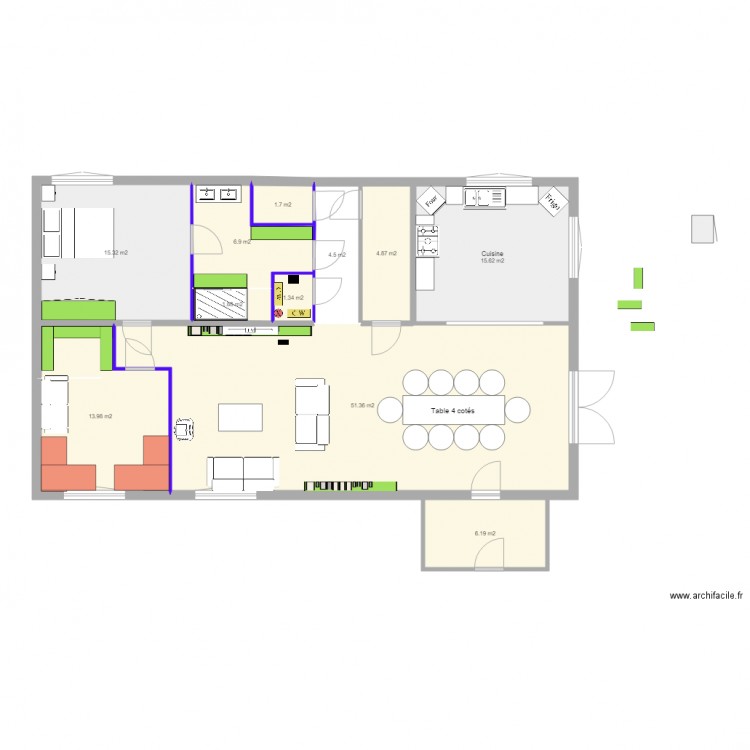 maison v24 cuisine. Plan de 11 pièces et 124 m2