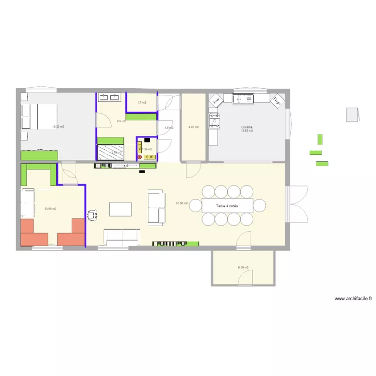 maison v24 cuisine. Plan de 