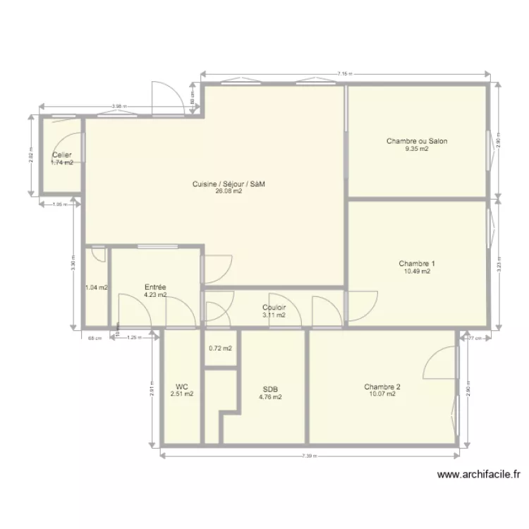 APPART QUIMPER apr&eacute;s. Plan de 