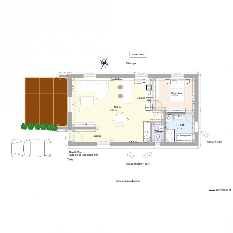 plan de maison 64m2