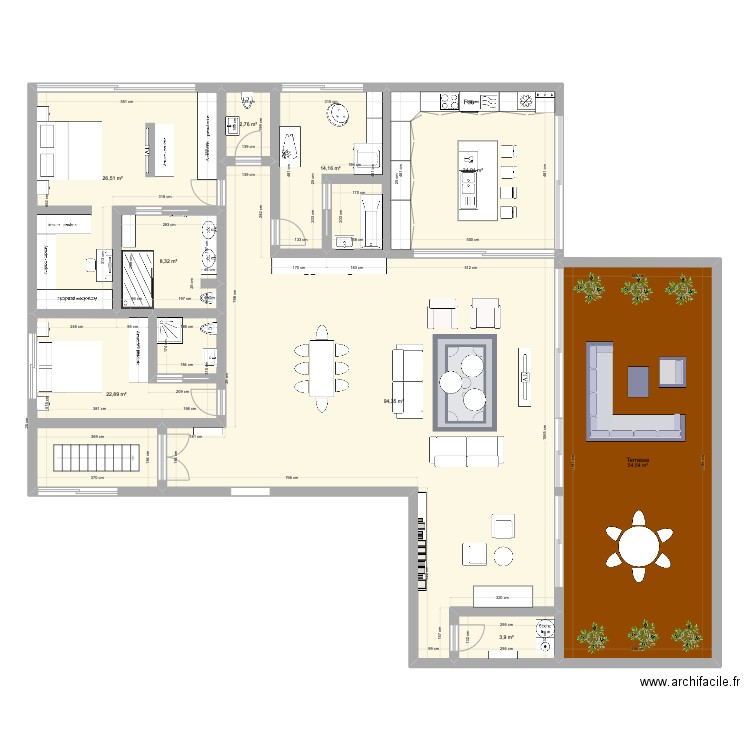 Plan Appartement Corniche. Plan de 9 pièces et 251 m2