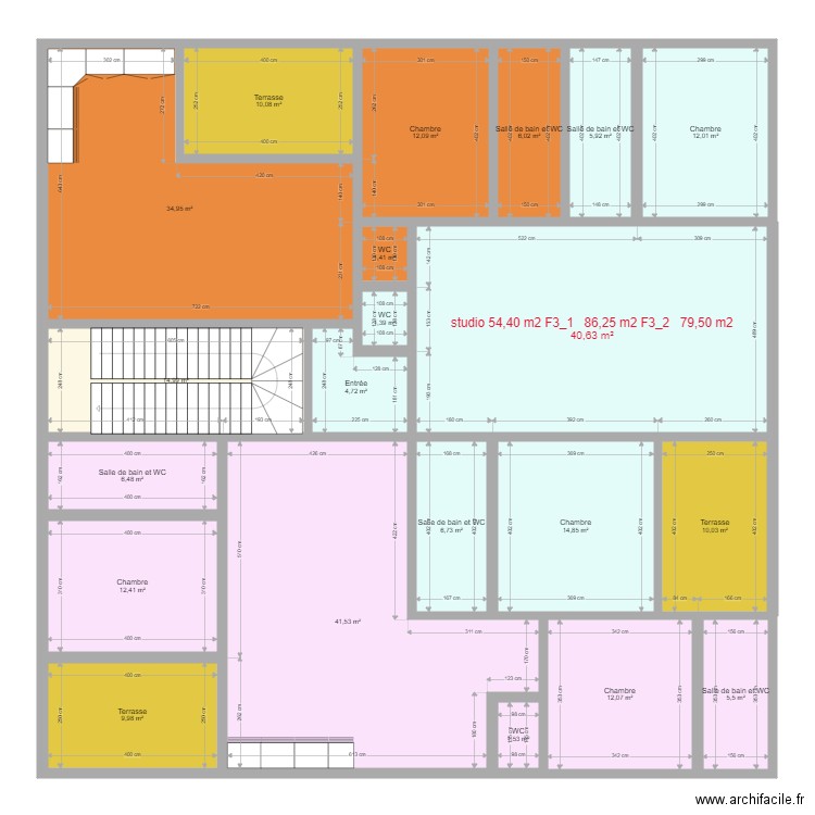 400 m2 v3. Plan de 21 pièces et 265 m2
