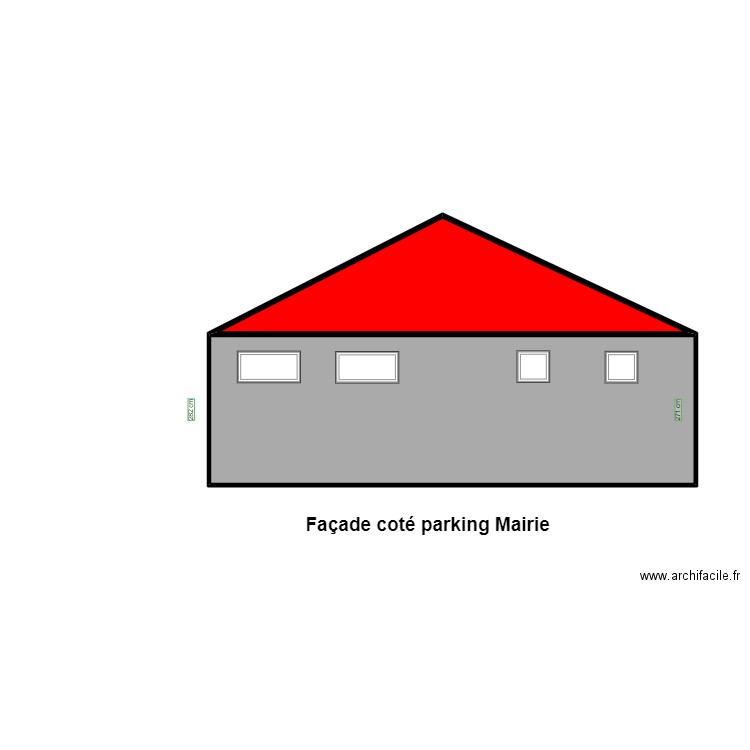 PLAN DES  FACADES ( coté parking mairie). Plan de 2 pièces et 33 m2