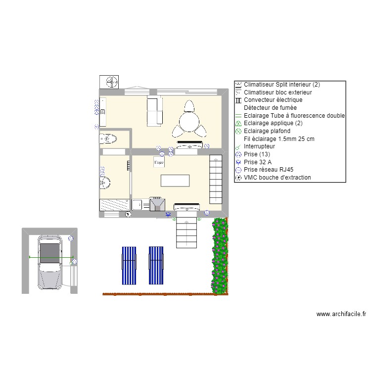 Maison poilly/tholon. Plan de 4 pièces et 21 m2