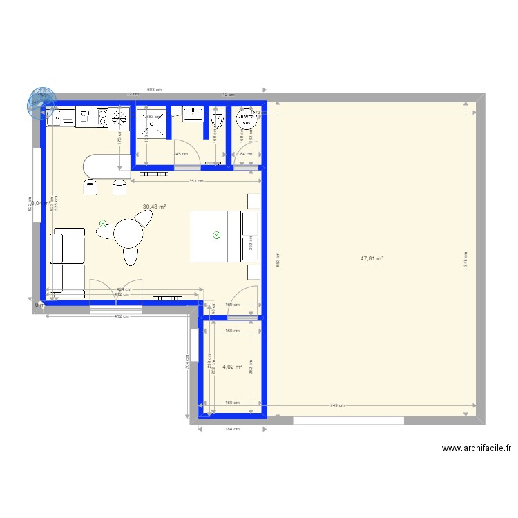 GARAGE 26. Plan de 5 pièces et 82 m2