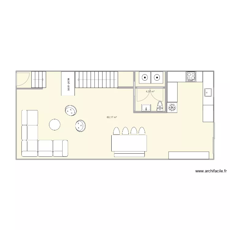 RDC cuisine tel quel. Plan de 