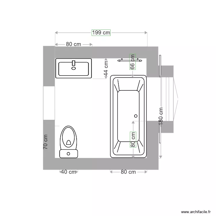 salle de bain 1. Plan de 