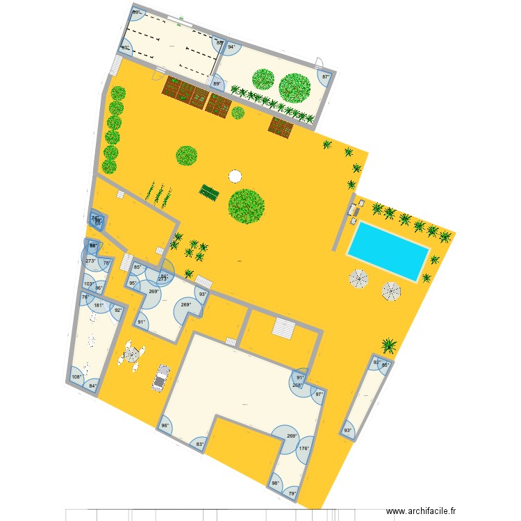 Plan zone Piscine. Plan de 8 pièces et 745 m2