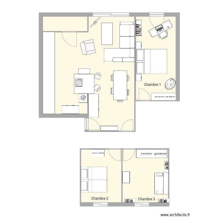 Aix. Plan de 5 pièces et 83 m2