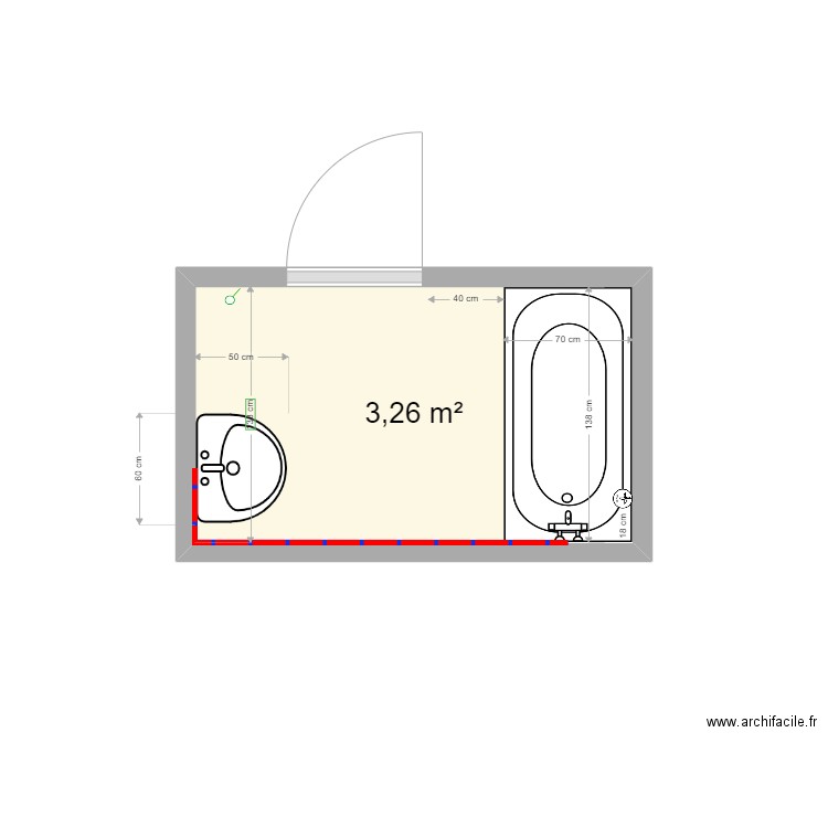 GRIZARD existant. Plan de 1 pièce et 3 m2