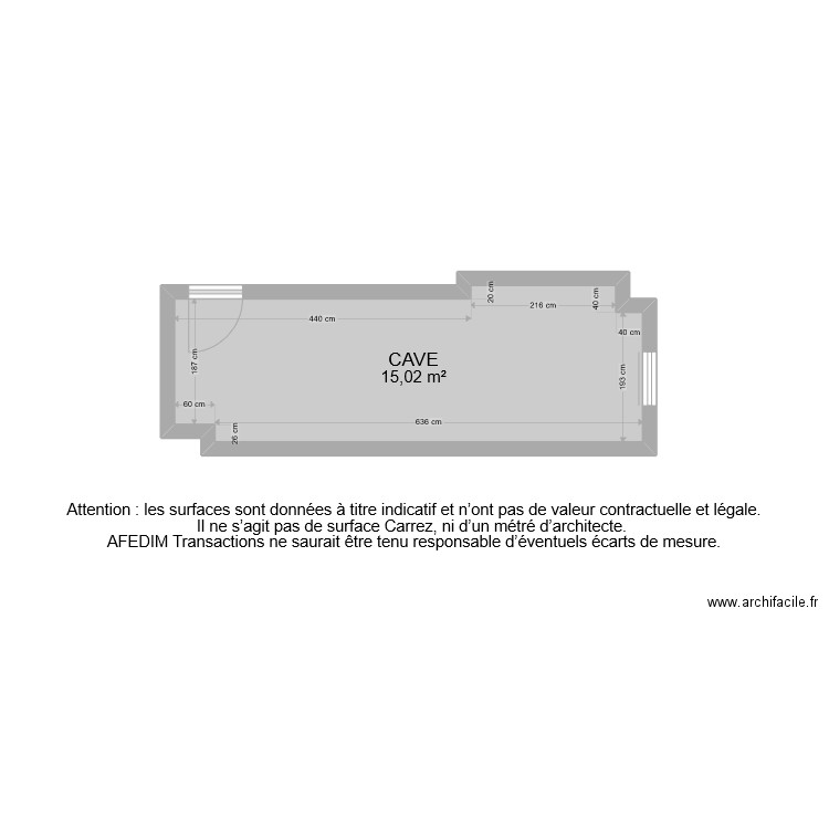 BI 9545 CAVE . Plan de 1 pièce et 15 m2