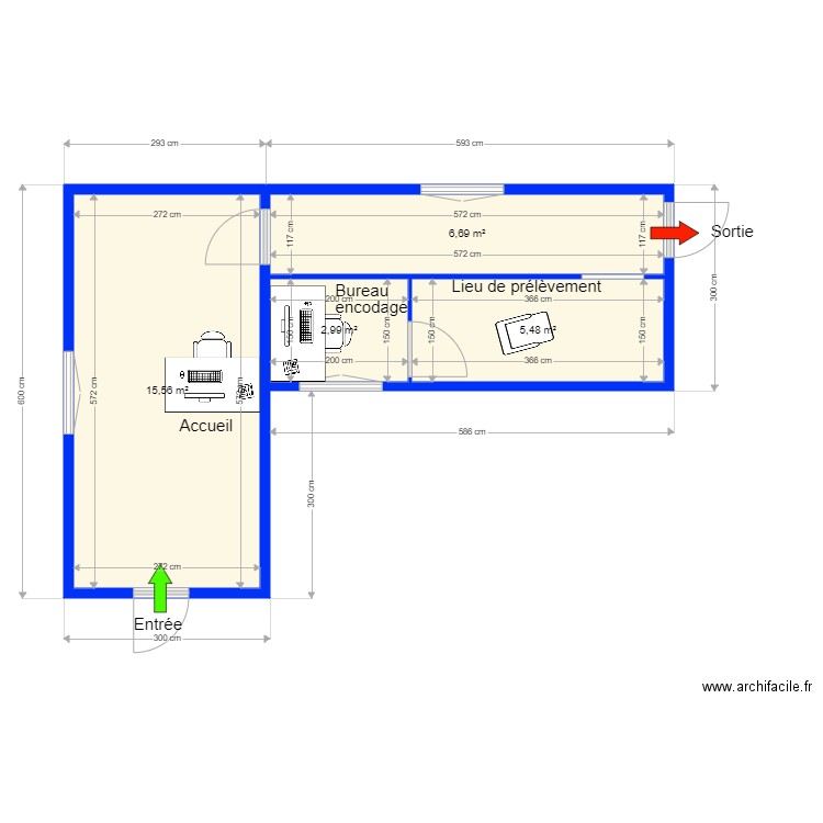 LIMS. Plan de 4 pièces et 31 m2