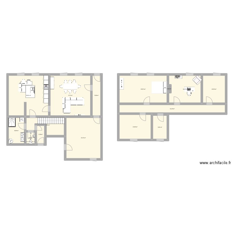Maison. Plan de 15 pièces et 182 m2