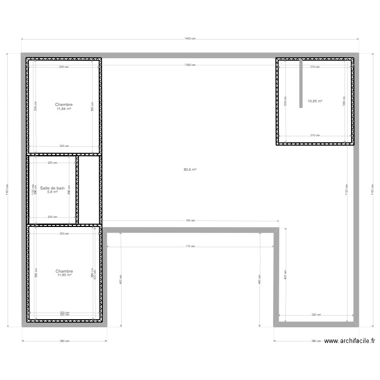 plan 1. Plan de 5 pièces et 166 m2