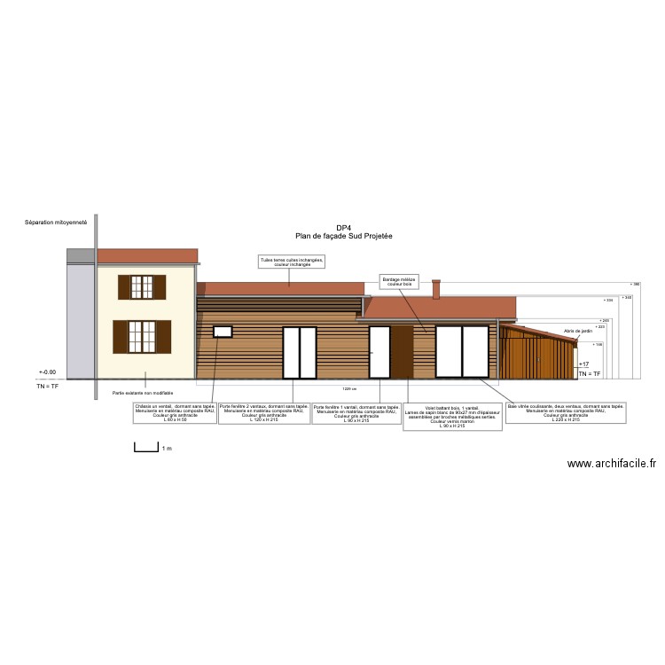 Plan sud projeté. Plan de 0 pièce et 0 m2