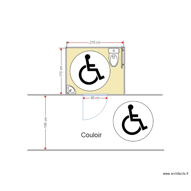 wc handi. Plan de 0 pièce et 0 m2