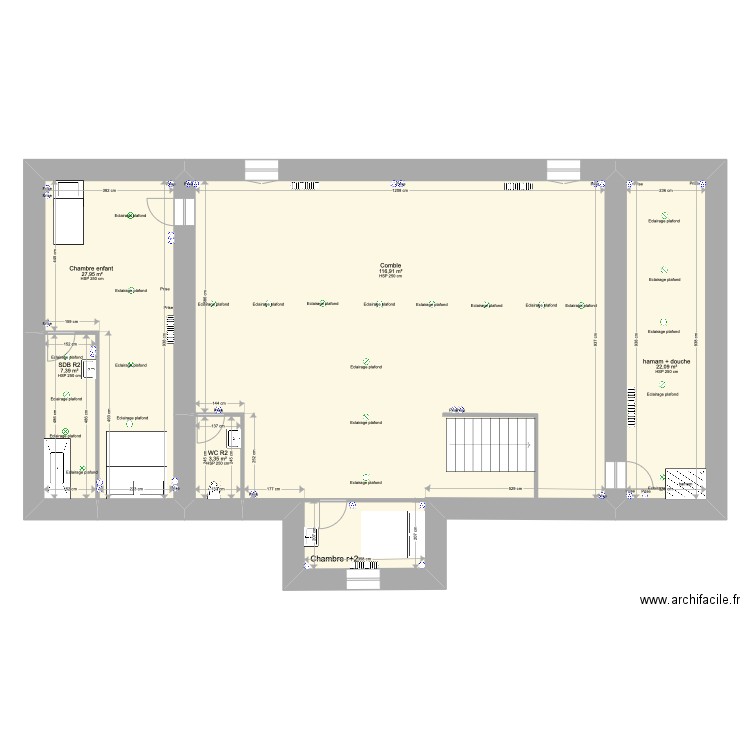 Bois Adam 2. Plan de 5 pièces et 178 m2