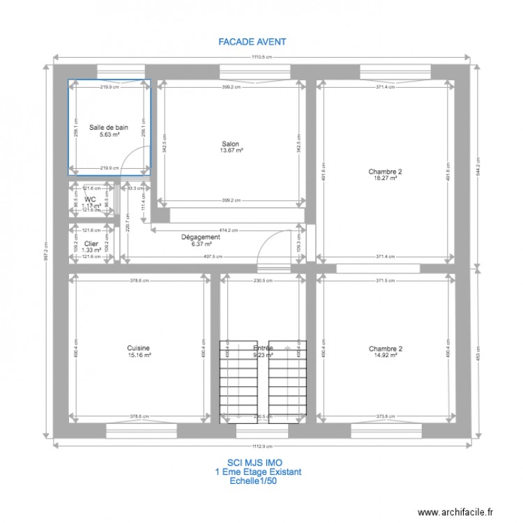 SCI MJS 2 eme etage existant . Plan de 0 pièce et 0 m2