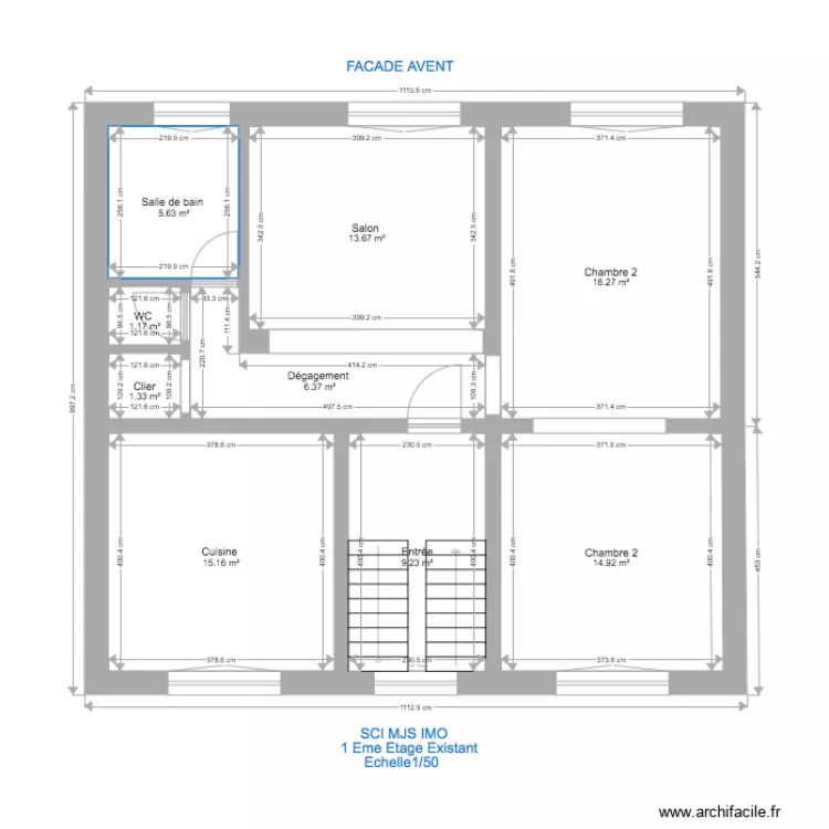 SCI MJS 2 eme etage existant . Plan de 