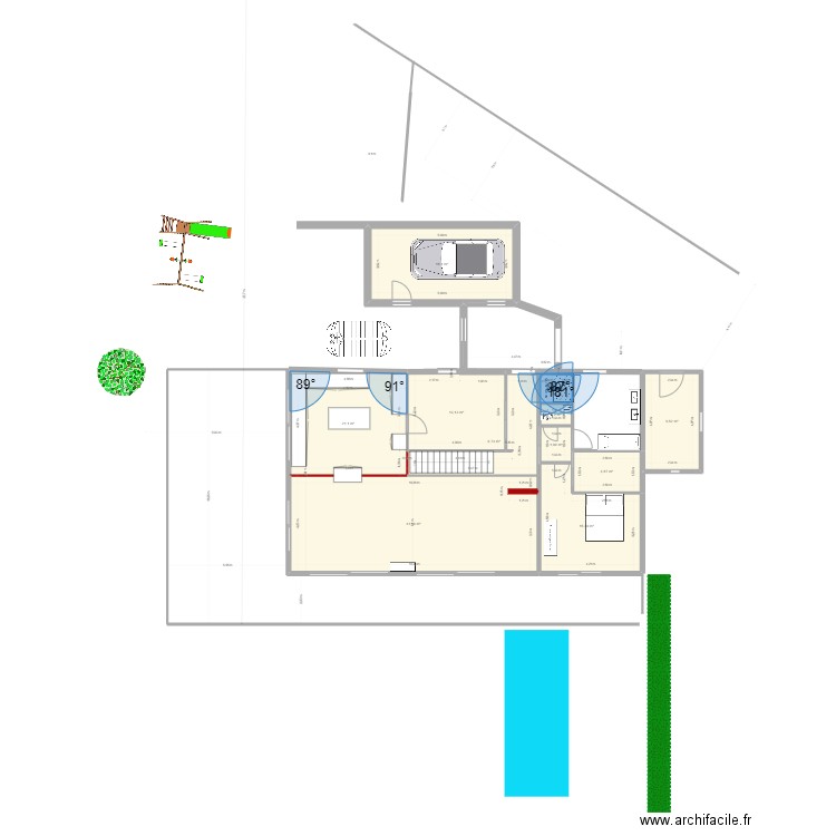 ebauche guip 34. Plan de 11 pièces et 138 m2