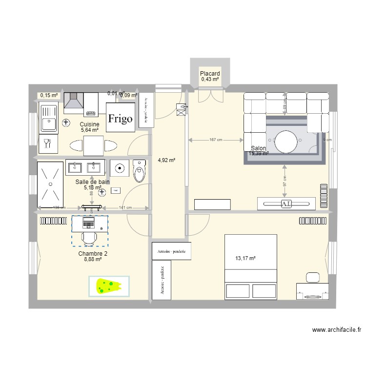 Appartement. Plan de 10 pièces et 54 m2