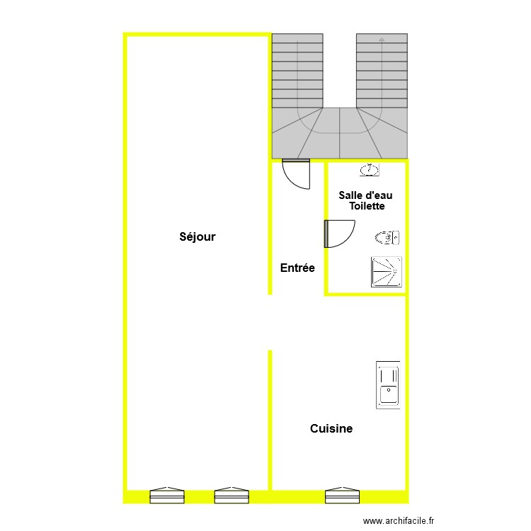 albert jaune. Plan de 2 pièces et 94 m2