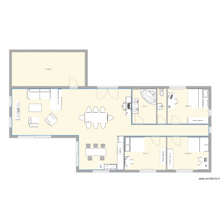 Pojet IT Villa électrique. Plan de 7 pièces et 143 m2