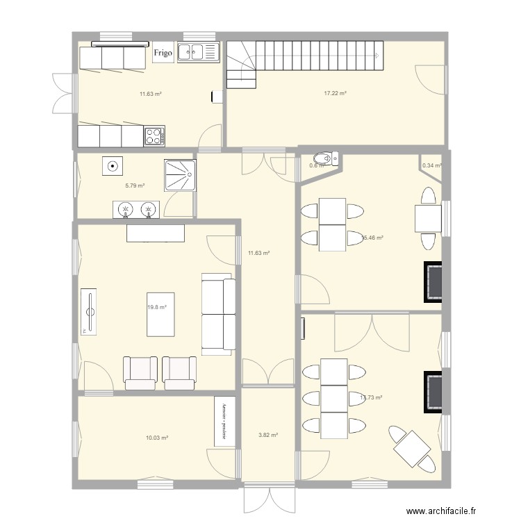 ave de la gare REZ cuisine V2. Plan de 0 pièce et 0 m2