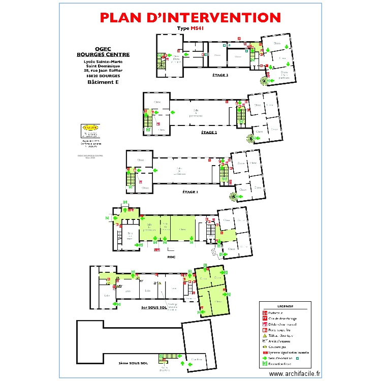 PLAN D'INTERVENTION BAT E. Plan de 0 pièce et 0 m2