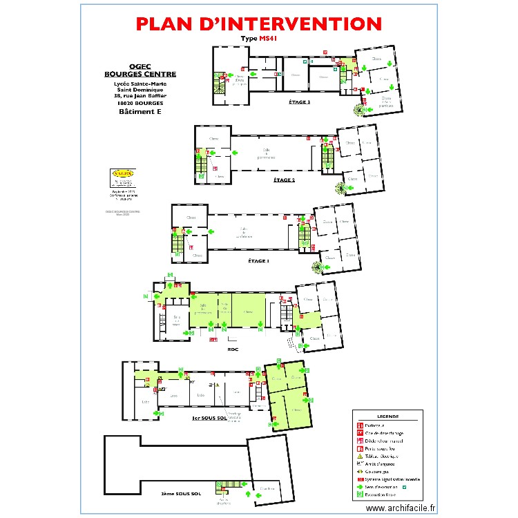 PLAN D'INTERVENTION BAT E. Plan de 0 pièce et 0 m2